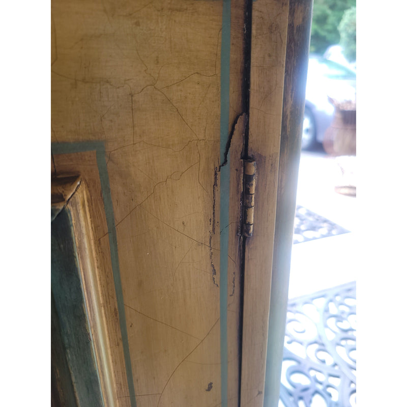 Antique Yellow Painted Wood Cabinet w/ White Carrera Marble Top - AS IS