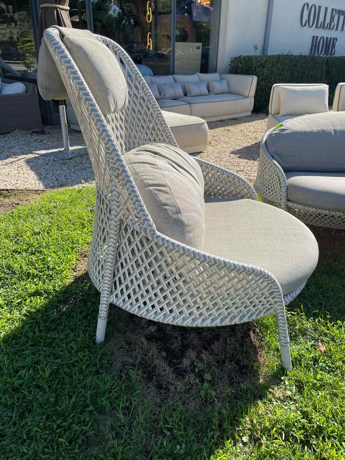 PAIR of All Weather Wicker Ahnda Lounge Chairs w/ Neck Pillow by Dedon (AS IS)