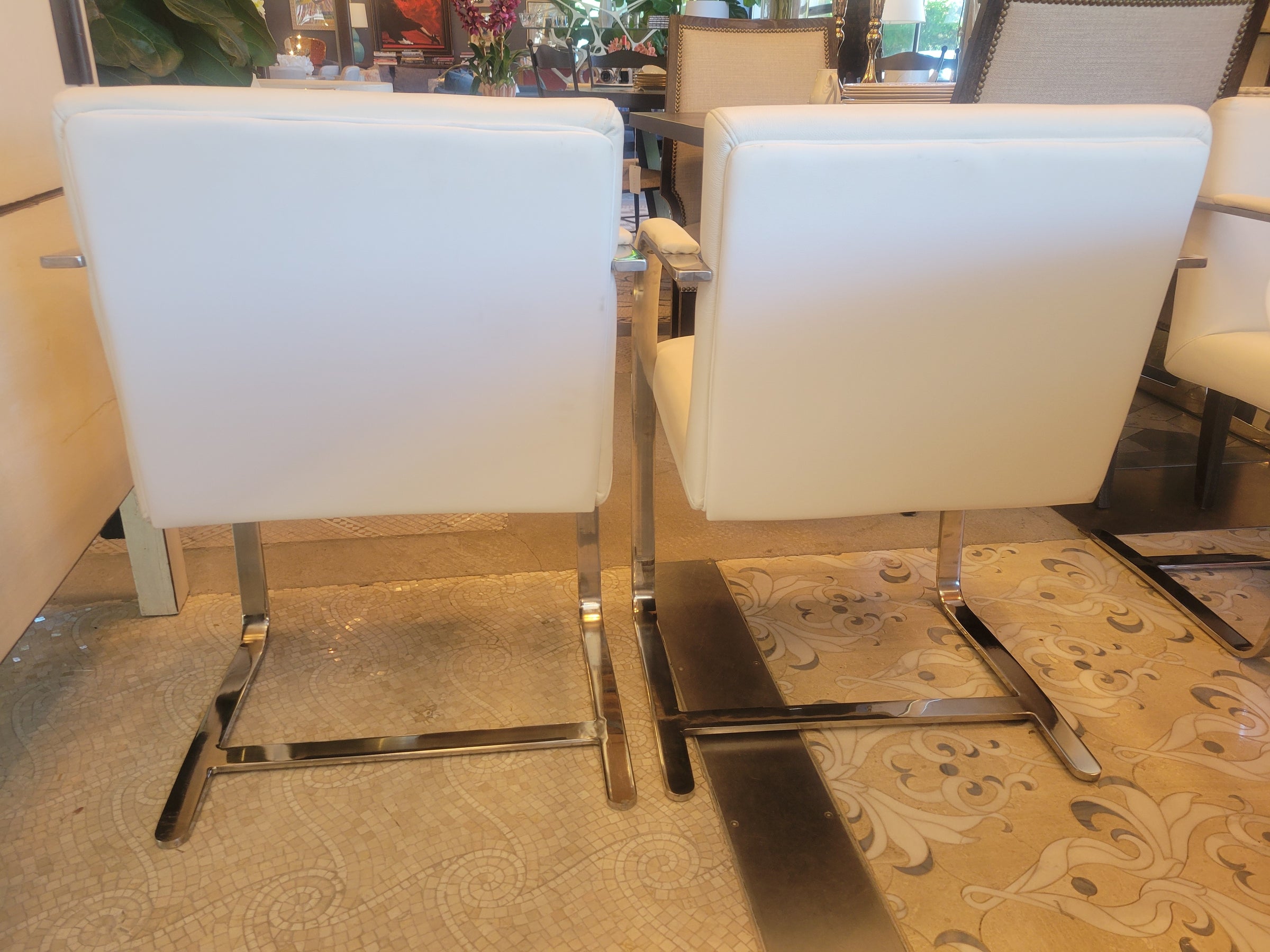 SET of 8 Leather & Chrome BRNO Dining Chairs by Ludwig Mies van der Rohe (AS IS)