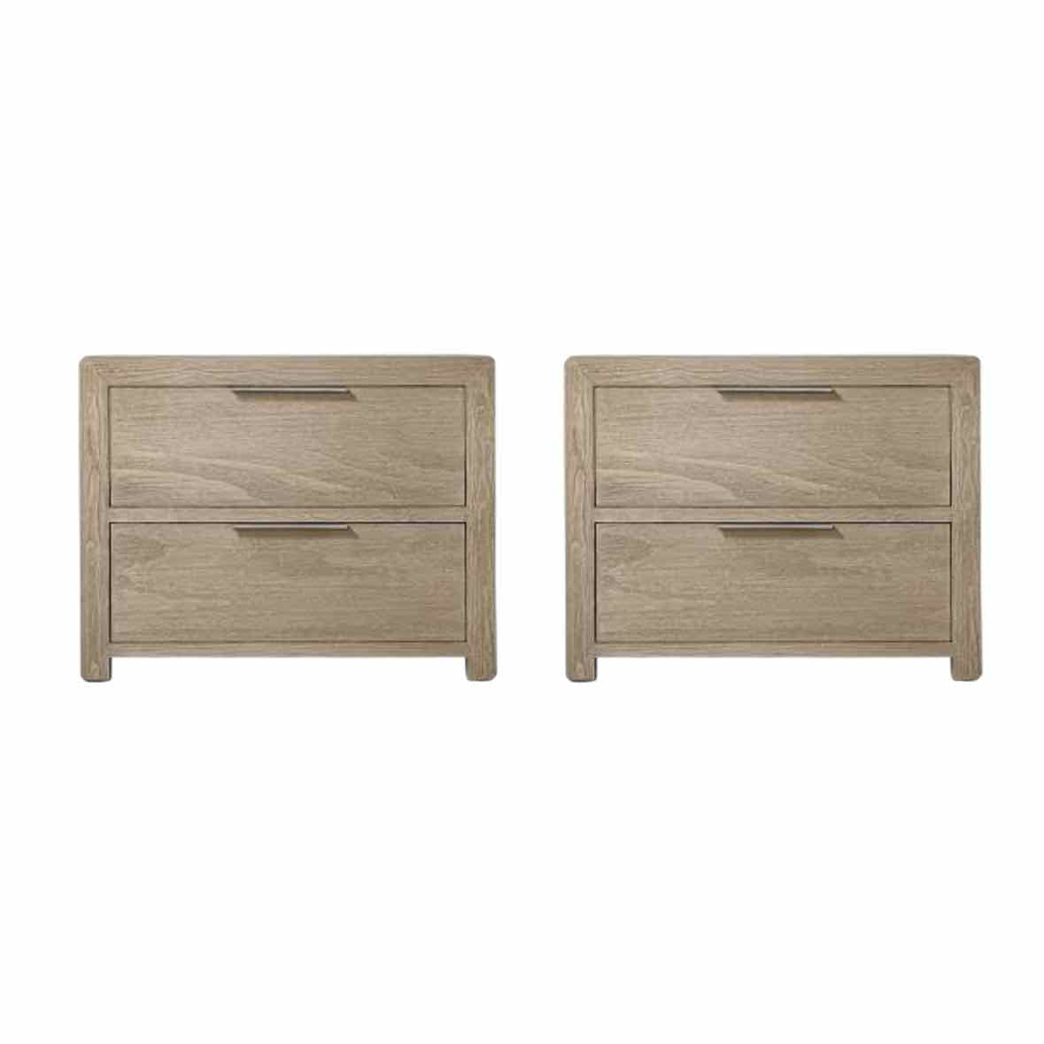 PAIR of 'Laguna' 2-Drawer Driftwood Side Tables by RH