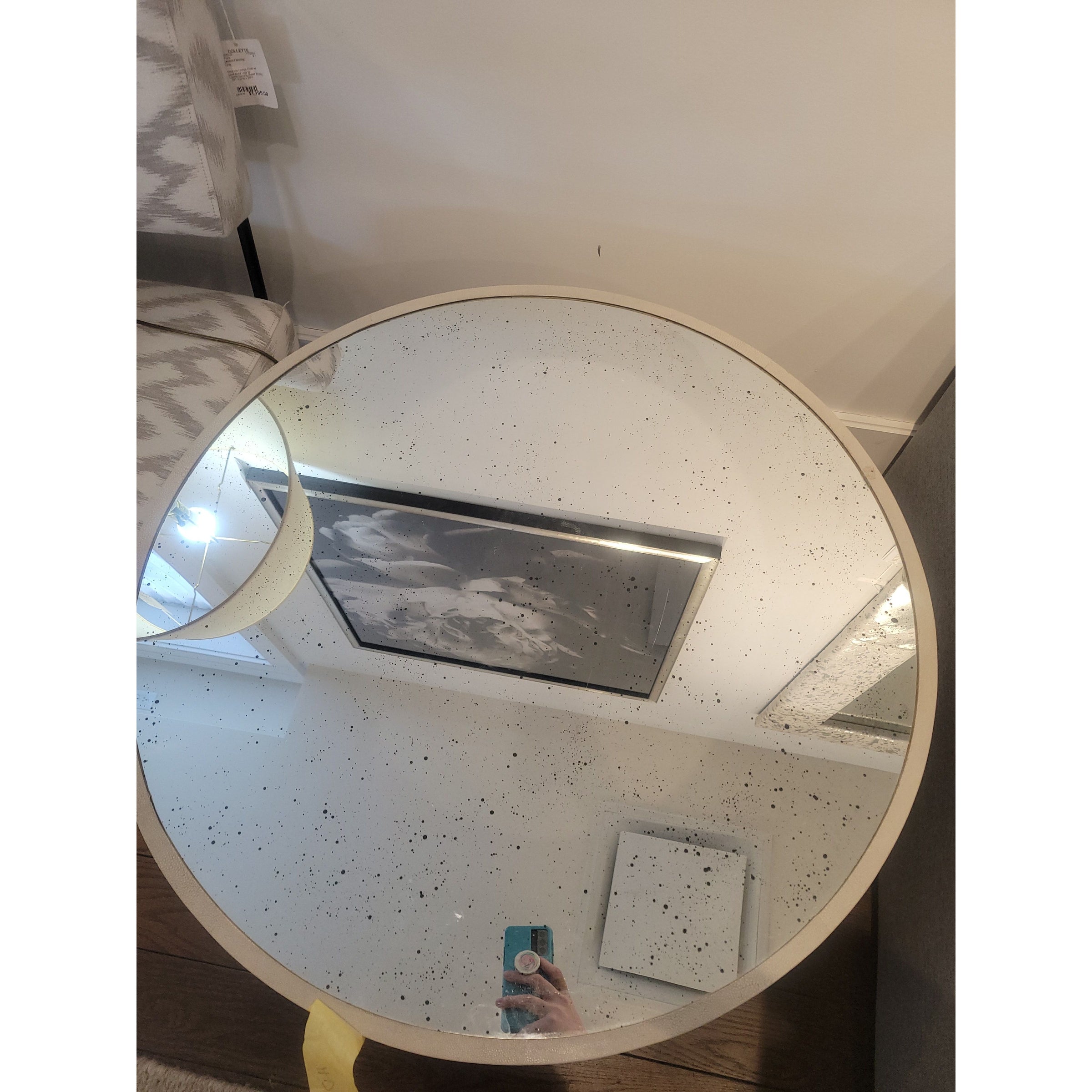 Shagreen Coffee Table w/ Mirror Glass Top Attrib. to Made Goods - colletteconsignment.com