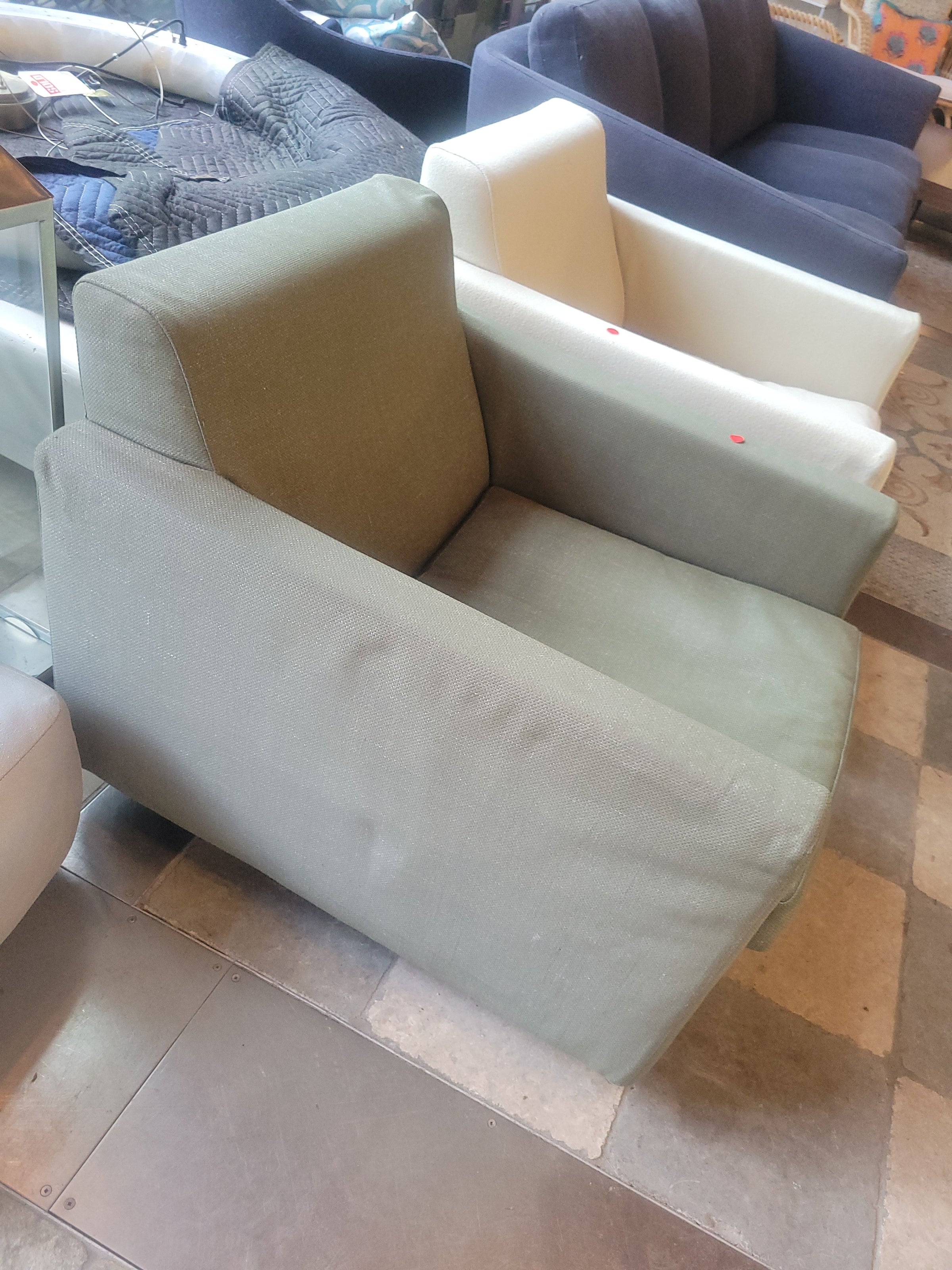 Sage Green Fabric Lounge Chair by Cappellini (AS IS)