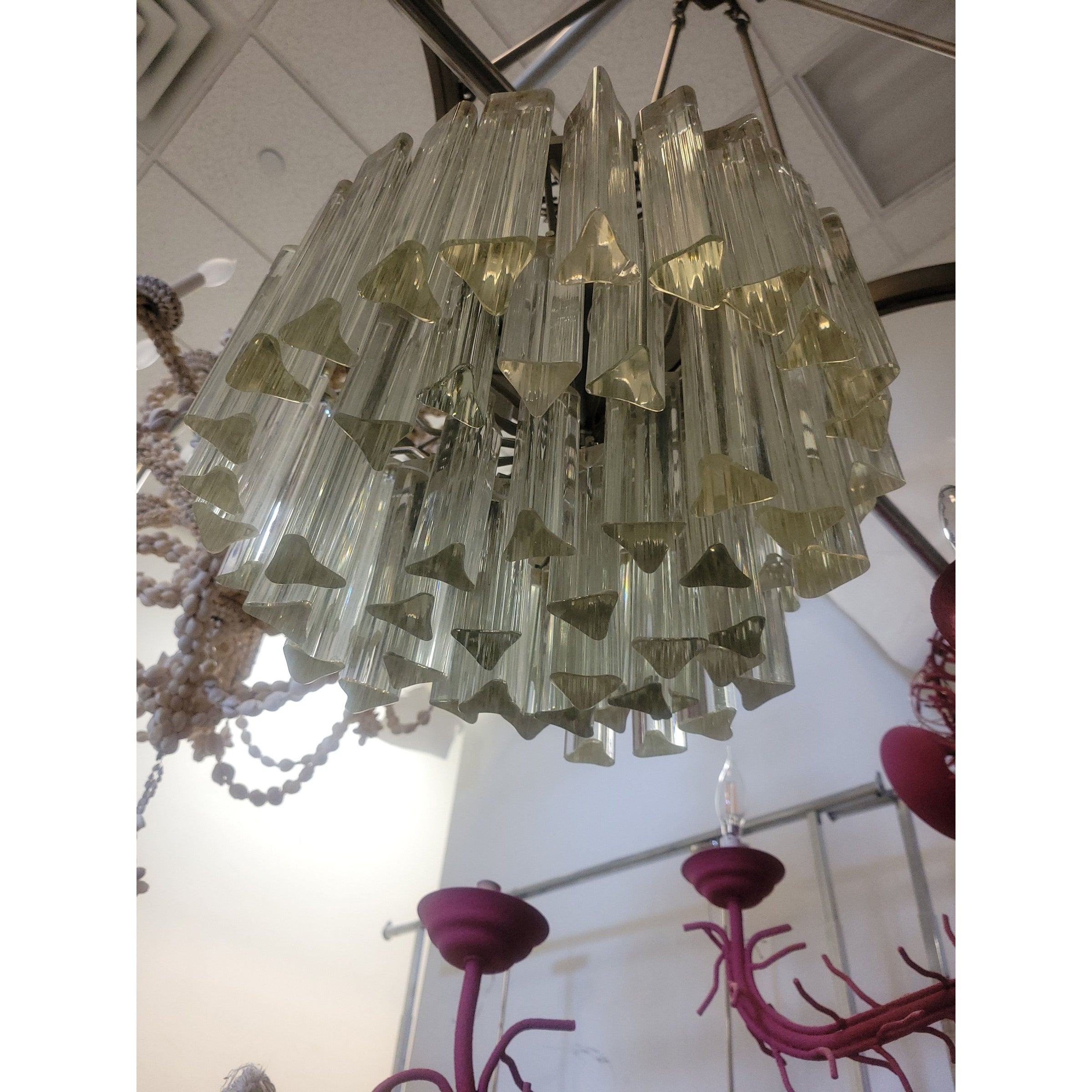 Murano Style Glass Trihedrons Chandelier - AS IS