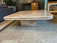 Vintage 4-ft Square Layered Marble Pedestal Coffee Table (AS IS)