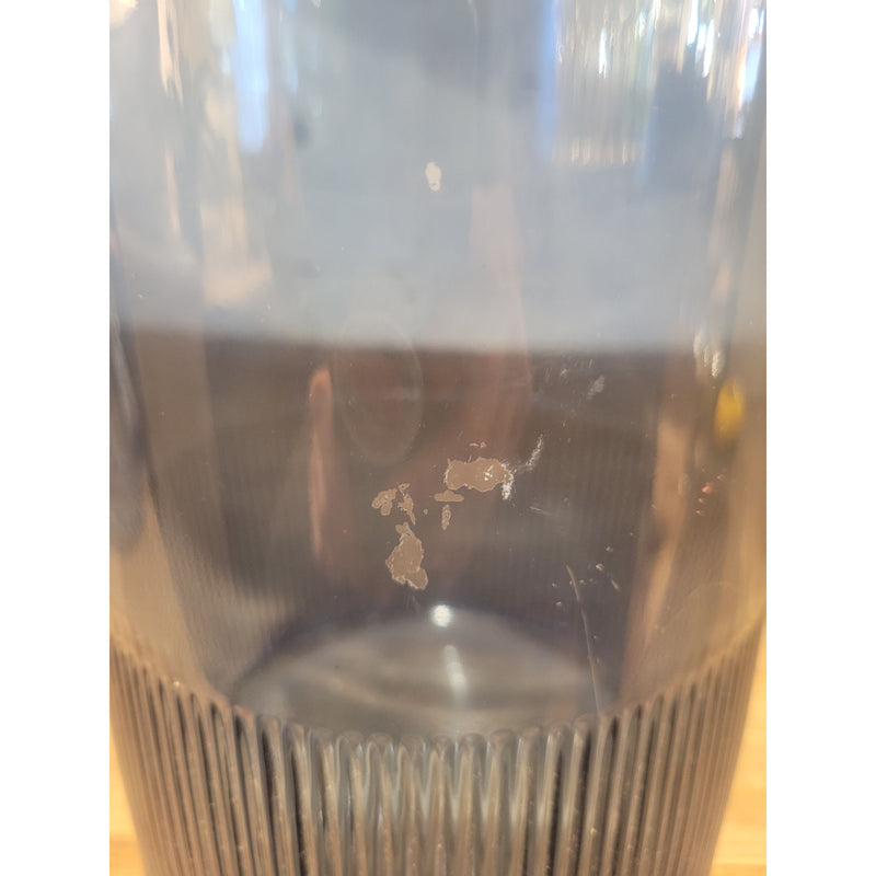 Tall Navy Glass Vase w/ Ribbed Bottom