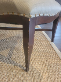 SET of 8 Vintage Upholstered Nailhead Dining Chairs w/ Dark Wood Legs (AS IS)