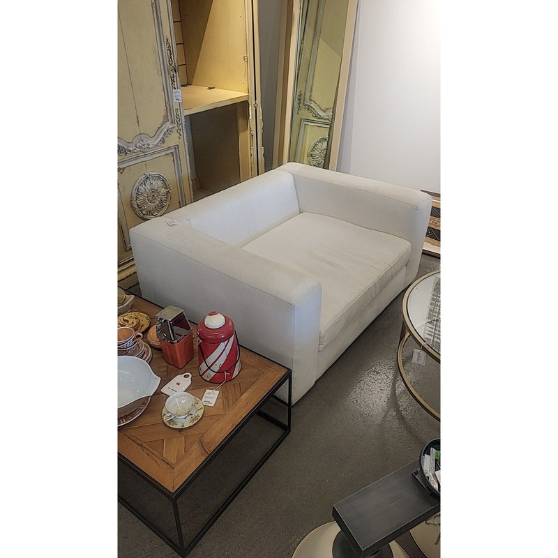 2N6Y9MZX - White Upholstered Chair and a Half