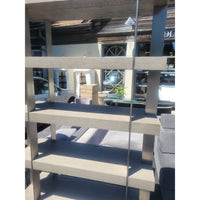 'Verrazano' Gray Oak & Brushed Pewter Bookshelf by RH - AS IS