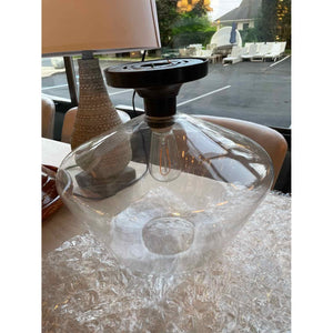 Sculptural Glass & Black Metal Flush Mount