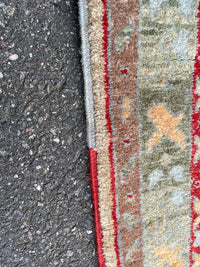 10' x 13.8' Turkish Green & Red Wool Rug