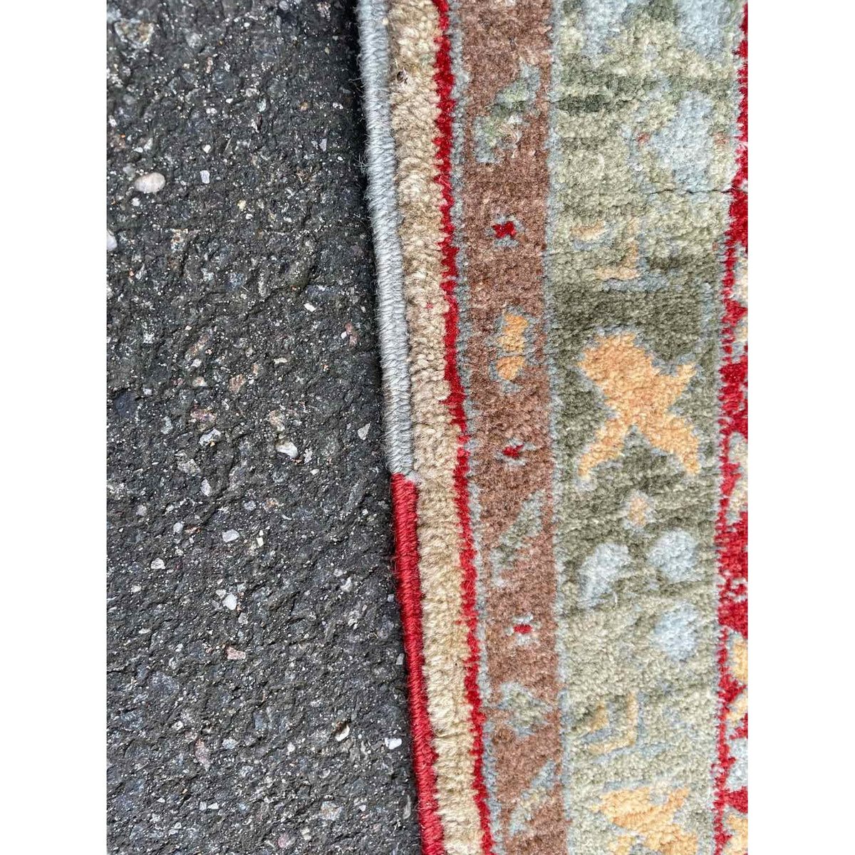 10' x 13.8' Turkish Green & Red Wool Rug
