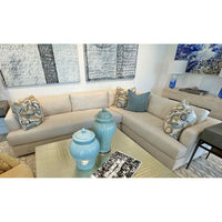 Custom L-Shape Sectional Sofa in Performance Linen Creme 118"Lx91"Dx29"H