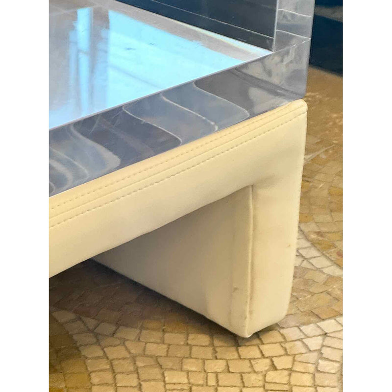 Custom Lucite / White Leather Coffee Table by Classic Gallery