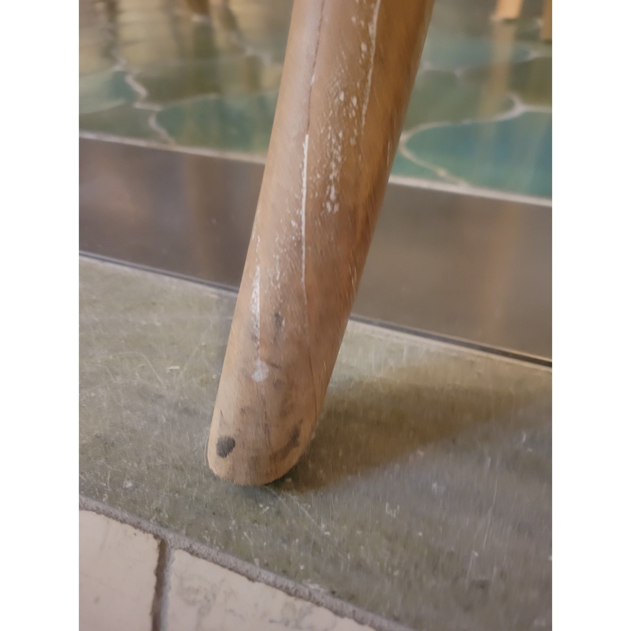 SET of 6 'Sussex' Driftwood Dining Chairs w/ White Leather Seats by Oly