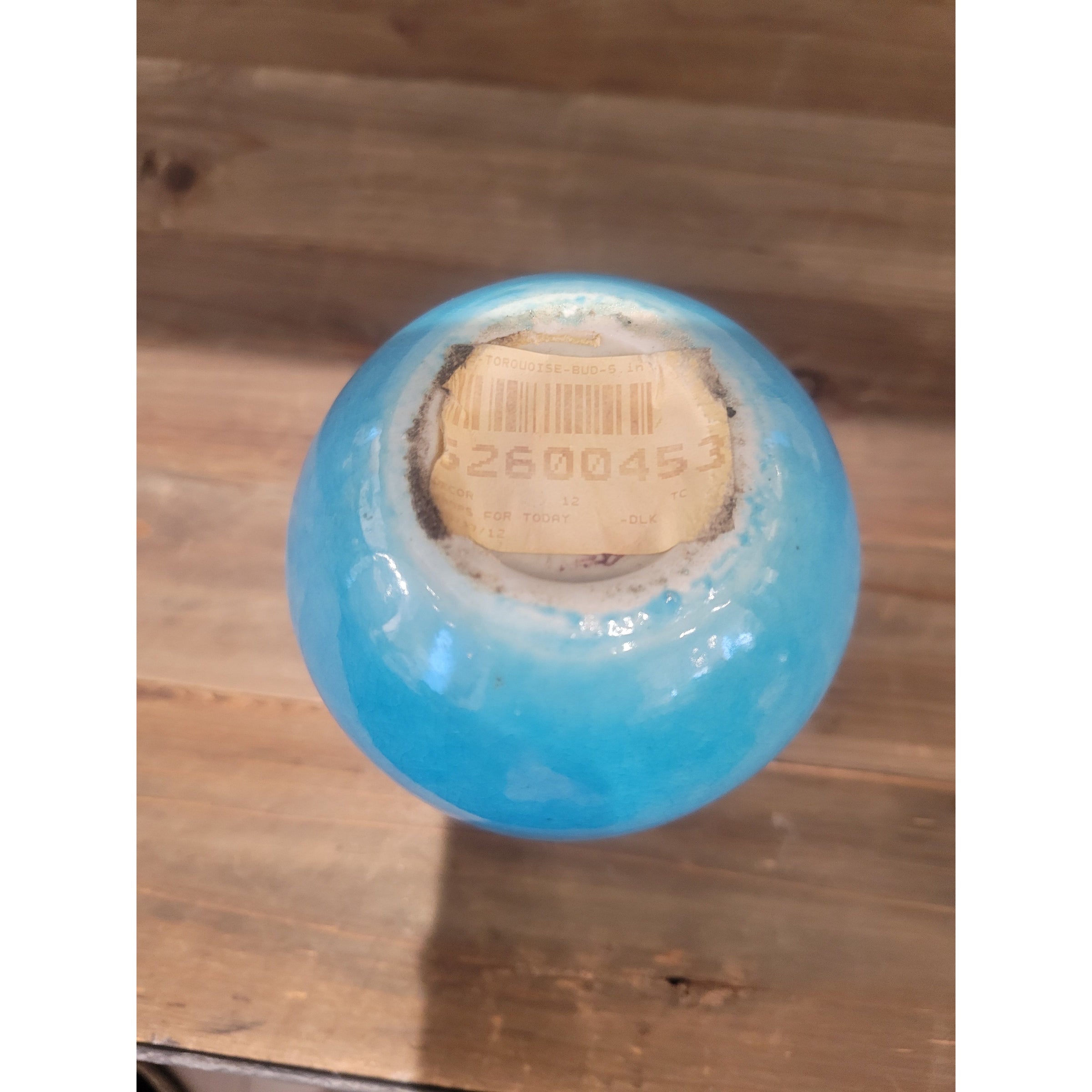 Bulbous Blue Ceramic Bud Vase