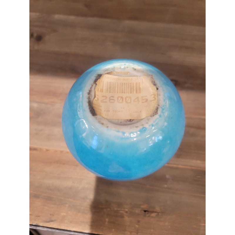 Bulbous Blue Ceramic Bud Vase