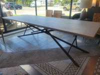 Sunbleached Ash Top Maya Dining Table on Metal X Base by Taracea