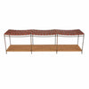 3-Seat Single Rail Handwoven Cognac Leather Bench w/ Rush Shelf by Milwood