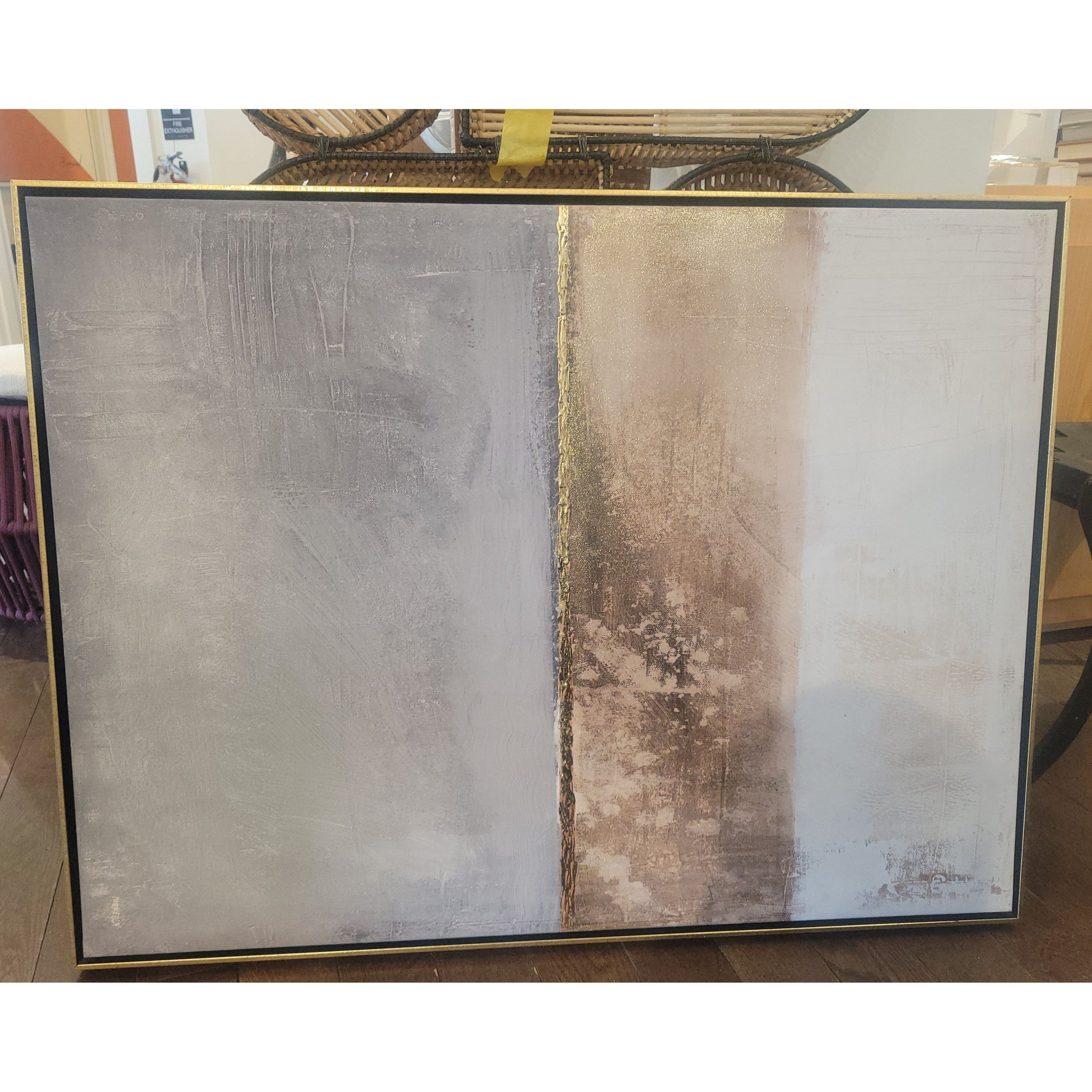 'Feels Familiar' Abstract Canvas Print by Dan Meneely in Gold Leaf Frame