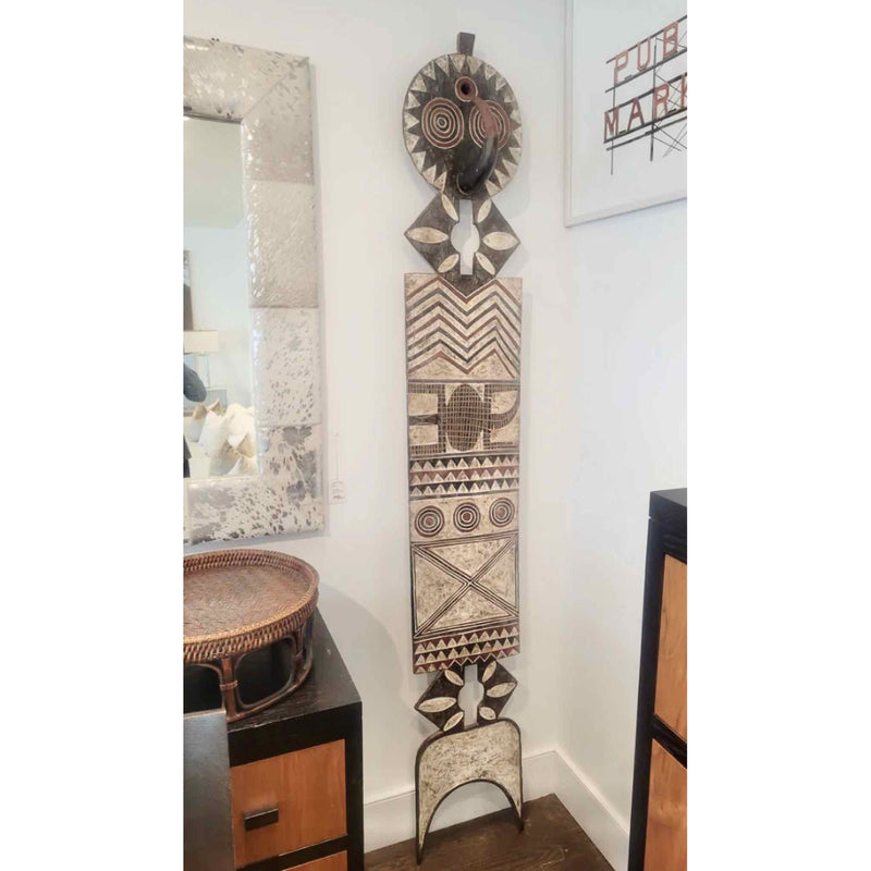 8-ft African Carved Wood Totem