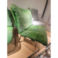 SET of 4 Vintage 1970s Green Suede & Chrome Chairs by Roche Bobois - AS IS