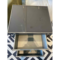 PAIR of Gray Glass 2-Drawer Nightstands Attrib. to Arhaus