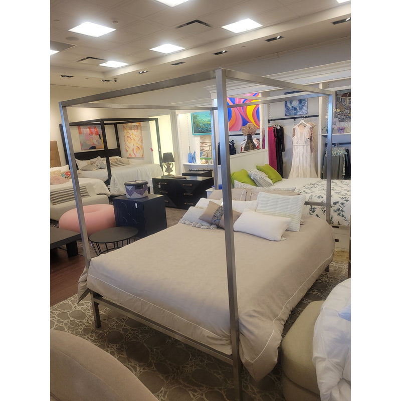 Queen-Sized Brushed Metal Canopy Bed