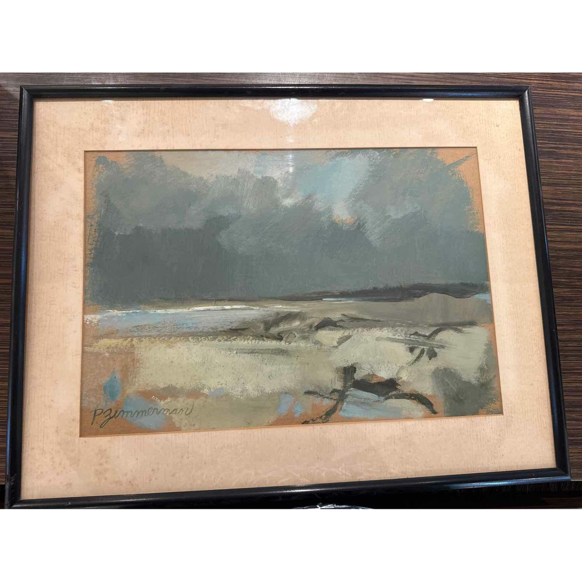 Abstract Oil Painting by Paul Zimmerman, 23.25"L x 18"H x 2", Matt is AS IS - colletteconsignment.com
