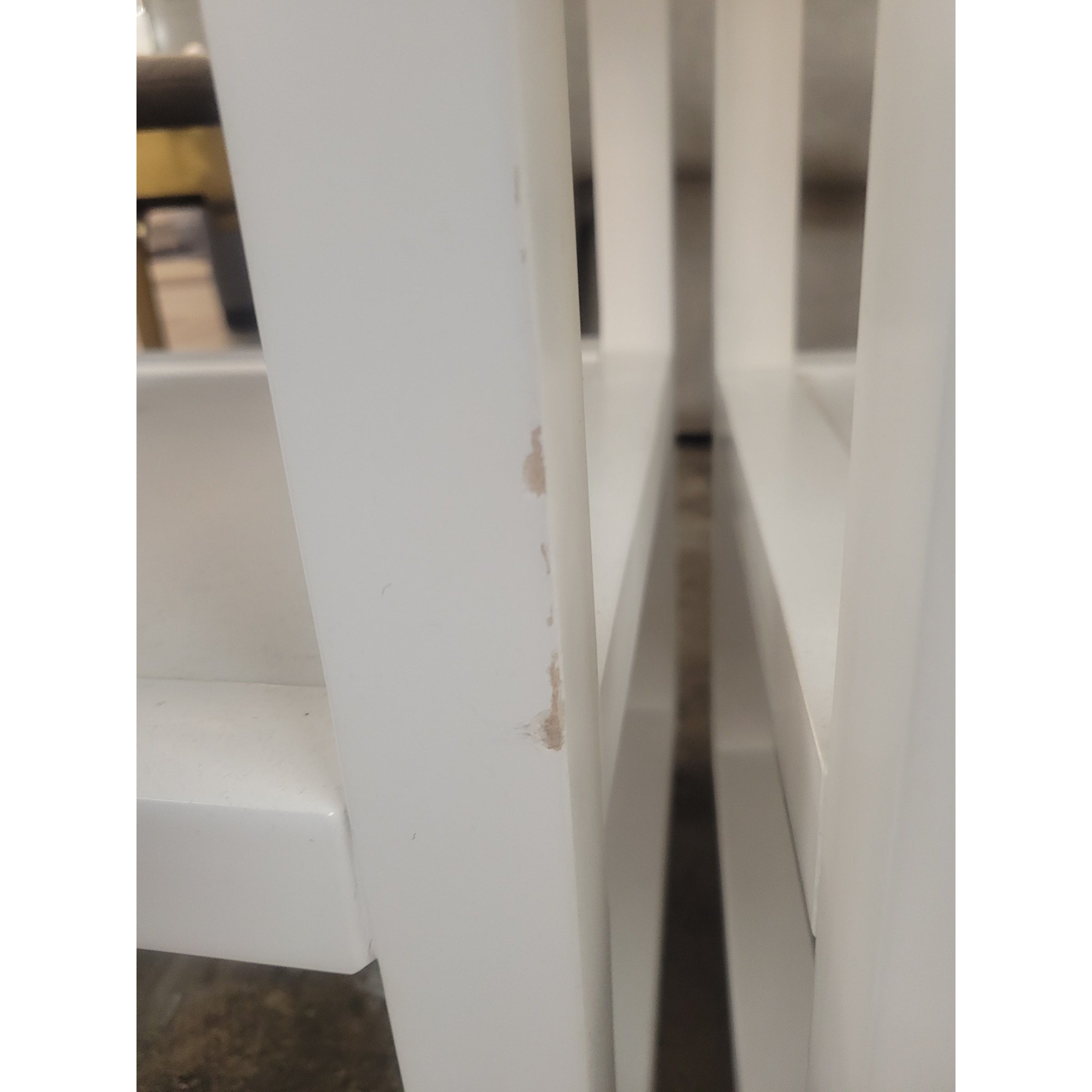 Newport White Lacquer Etagere w/ Brass Ring Drawer Pull by V&H - AS IS - colletteconsignment.com