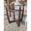 Dark Wood Pedestal Dining Table w/ Glass Top