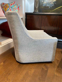 PAIR of Blue Upholstered Swivel Chairs w/ Velvet Piping by CR Laine