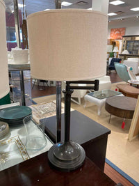 Bronze Swing Arm Table Lamp w/ Beige Shade by Robert Abbey