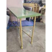 Custom KRB Brass Console Table w/ Green Lacquer Top by Lacquer Co. (AS IS)