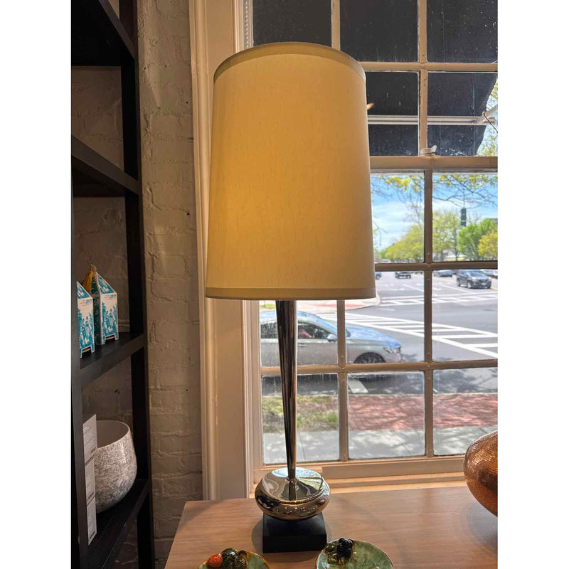 XL Chrome Table Lamp w/ Shade - colletteconsignment.com