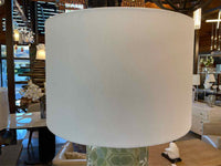 PAIR of Garden Theme Green Metallic Glass Table Lamps w/ Shades