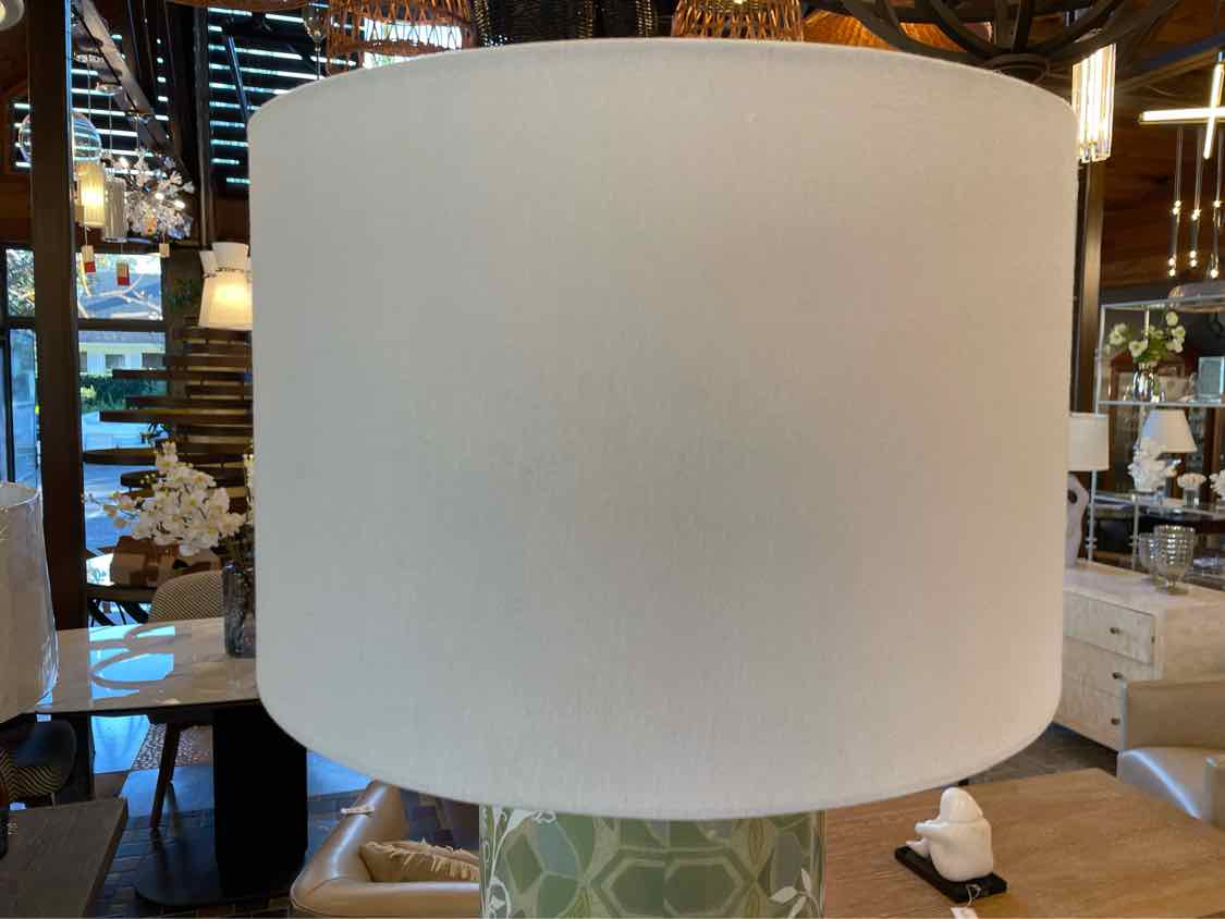 PAIR of Garden Theme Green Metallic Glass Table Lamps w/ Shades