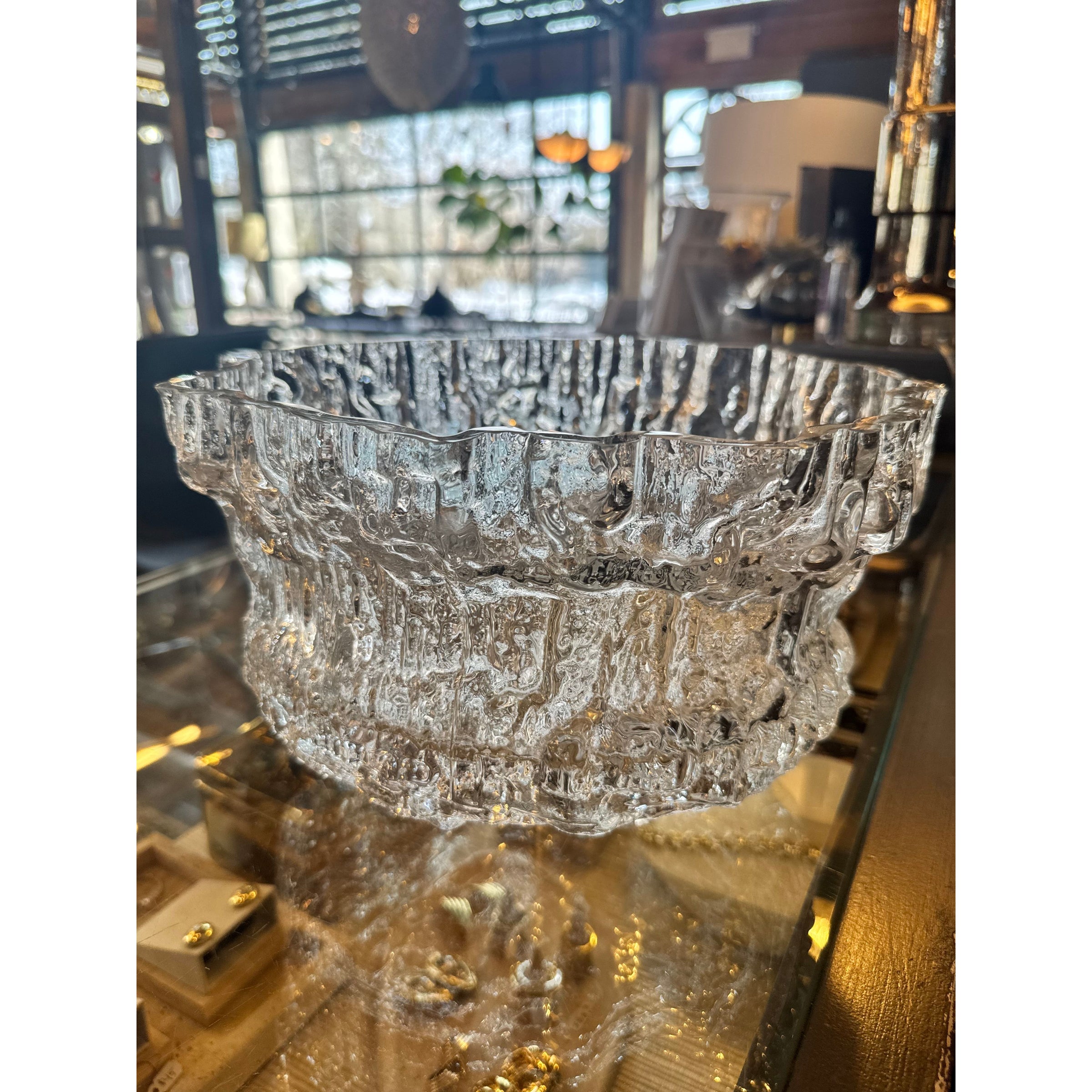 Finnish Art Glass Tripod Bowl by Tapio Wirkkala for Iittala Miracus (AS IS)