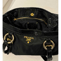 Women's Prada Exspandable Black Satchel w/Gold Hardware