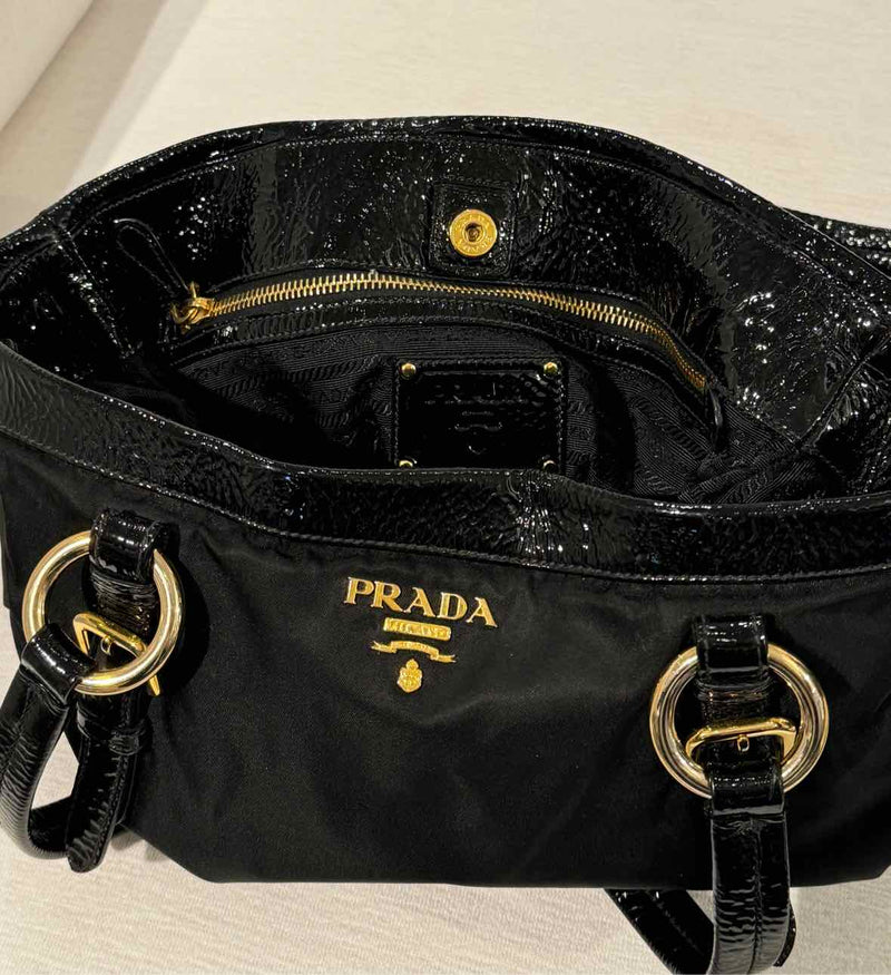 Women's Prada Exspandable Black Satchel w/Gold Hardware