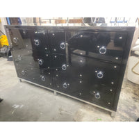 Black Lacquer & Nickel 6-Drawer Dresser w/ Mirror Top by Worlds Away