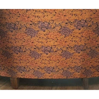 7-ft Curved Dark Wood Sofa w/ Autumn Flora Upholstery