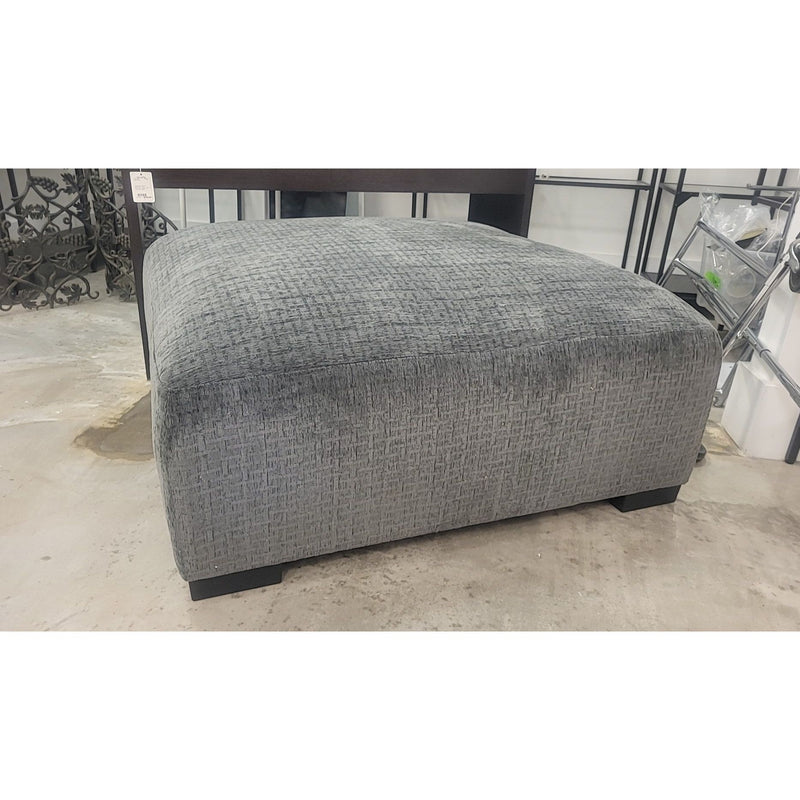 Dark Gray Fabric Square Ottoman