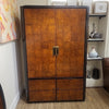 4-Door Burlwood Armoire w/ Dark Walnut Feet & Brass Handles - AS IS