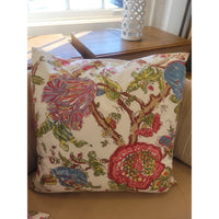 PAIR of Custom Multicolor Floral Print on White Square Pillows