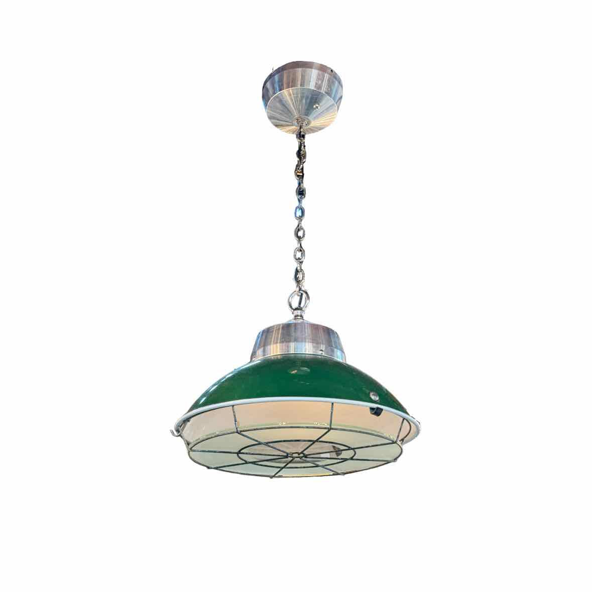 Green Industrial Light Fixtures with Cage  - 21" D x 10" H (Replica)