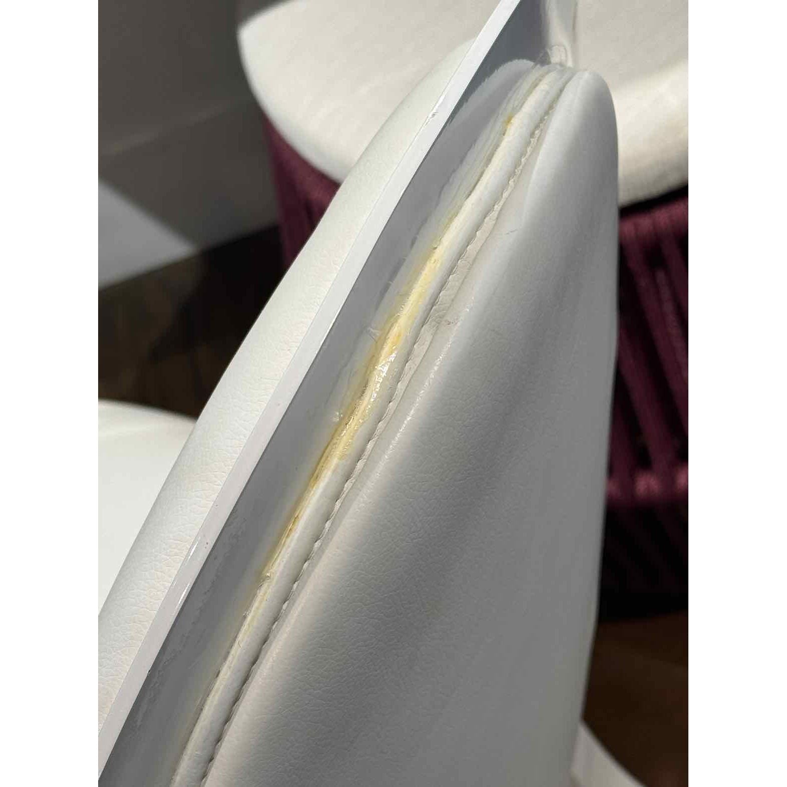 PAIR of White Faux Leather Dining Chairs - AS IS
