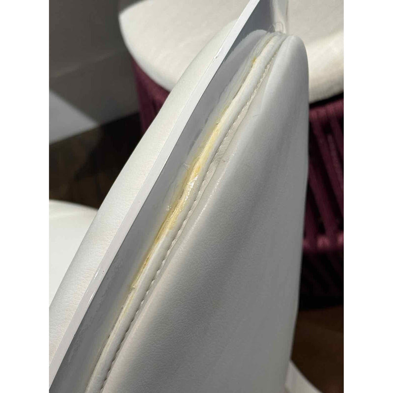 PAIR of White Faux Leather Dining Chairs - AS IS