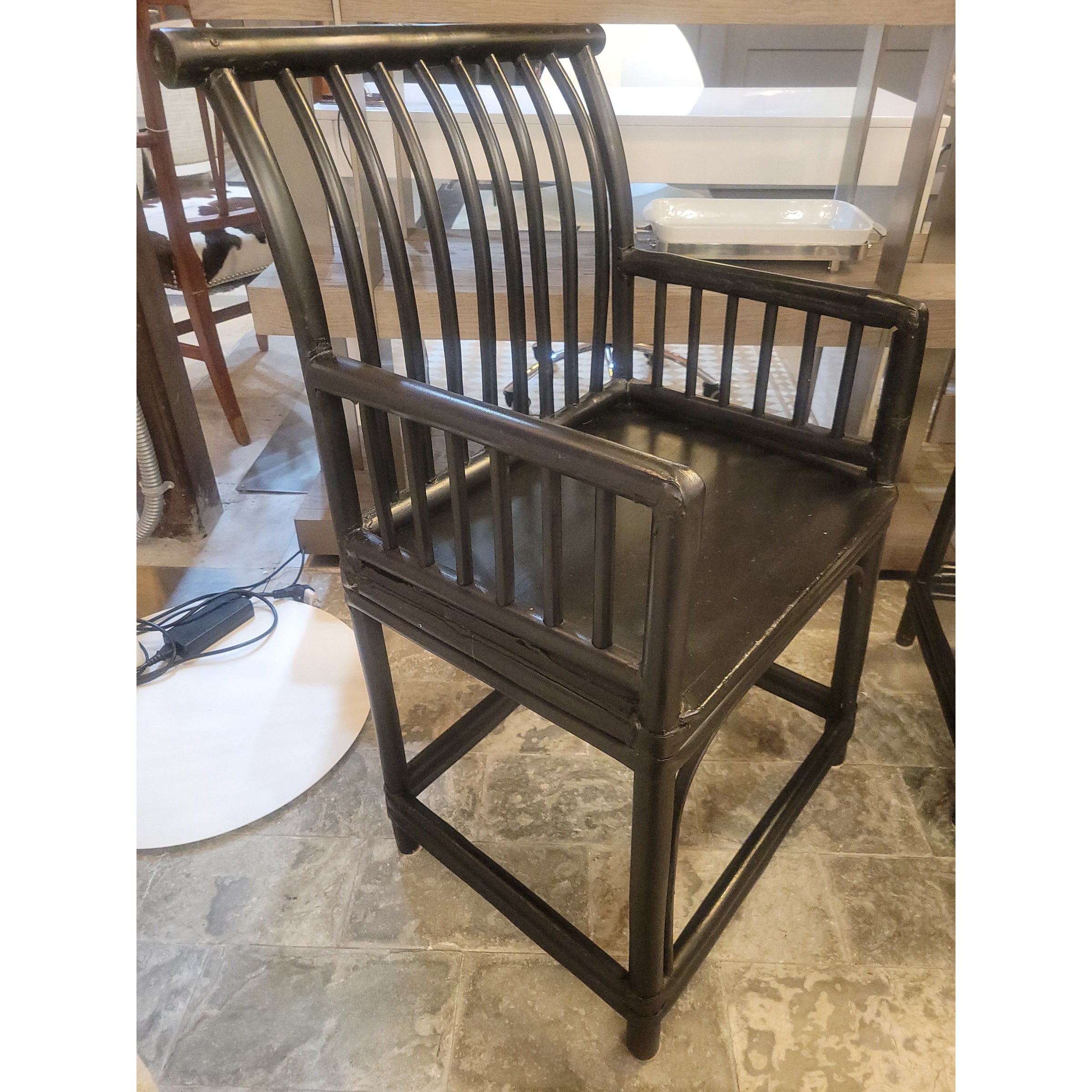 PAIR of Antique Chinese Ebonized Bamboo Stickback Chairs (As Is)