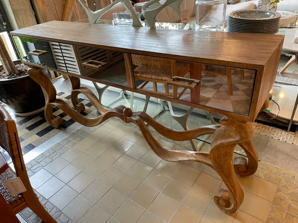 Ambella Home Console Table w/ Mirrored Drawers