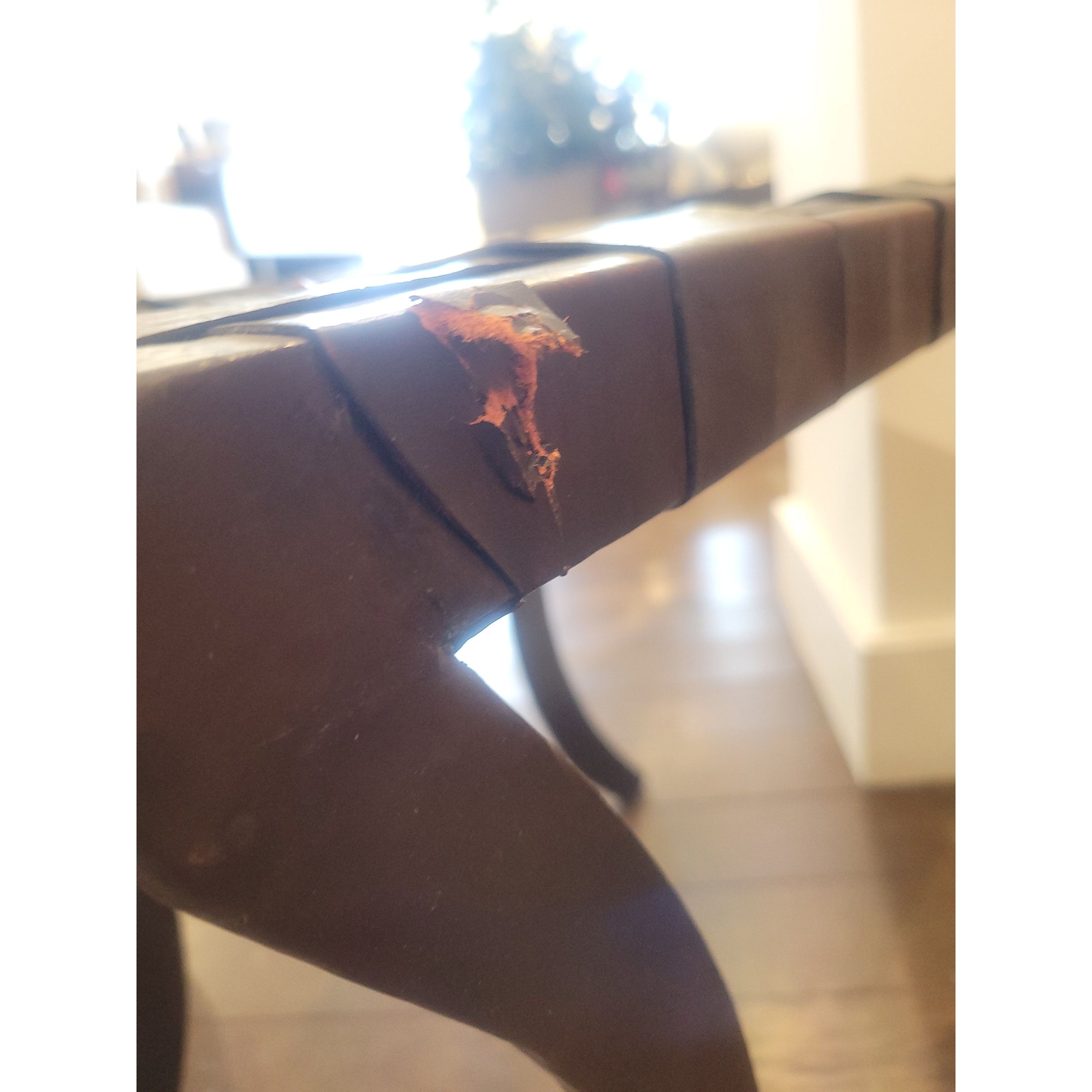 Mid-Century French Industrial Black Leather & Metal Bench
